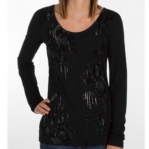 Miss Me Black Lace Embellished Long Sleeve Shirt
